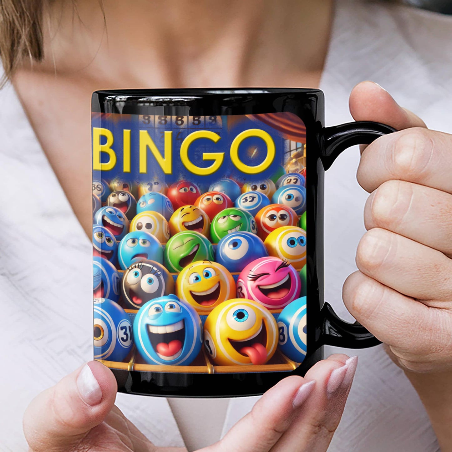 Bingo 01 - Black Ceramic Mug 11oz. & 15oz. - Gift for Her - Gift for Him