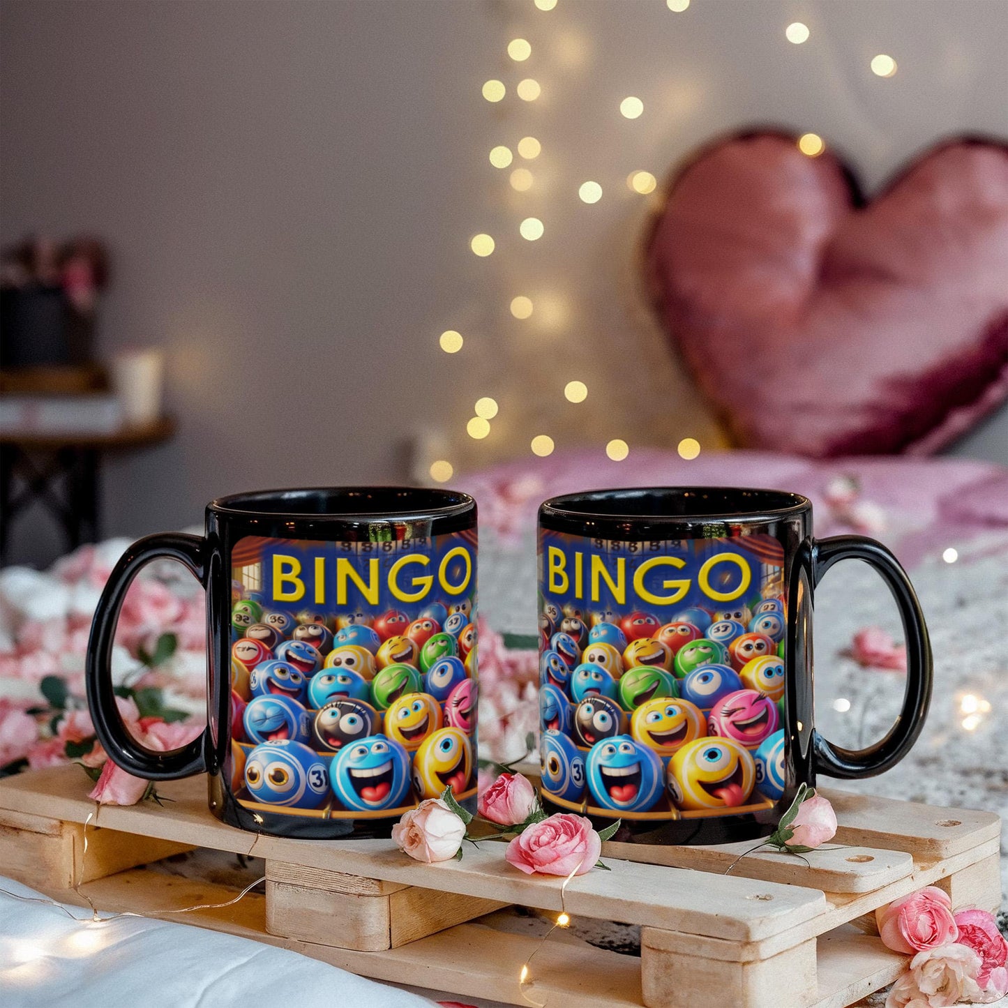 Bingo 01 - Black Ceramic Mug 11oz. & 15oz. - Gift for Her - Gift for Him