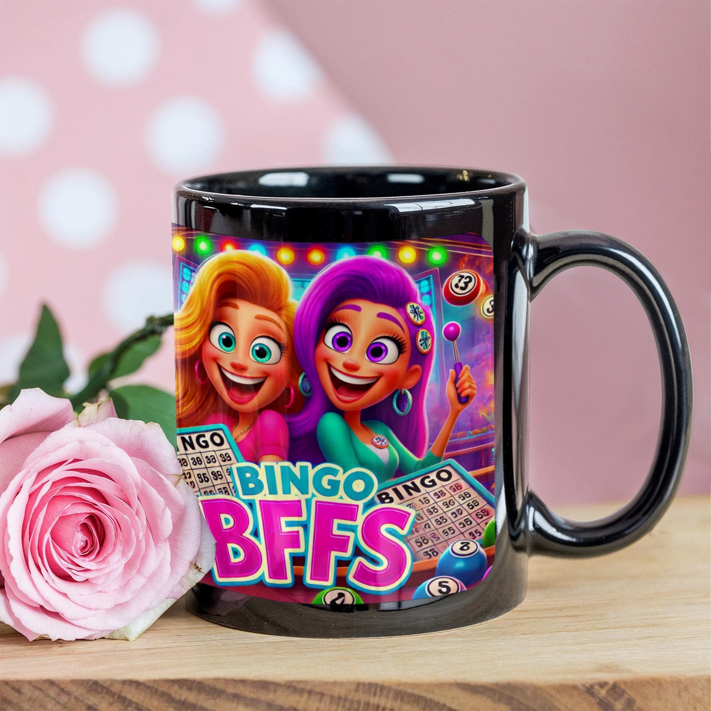 Bingo BFFS 2 - Black Ceramic Mug 11oz. & 15oz. - Gift for Her