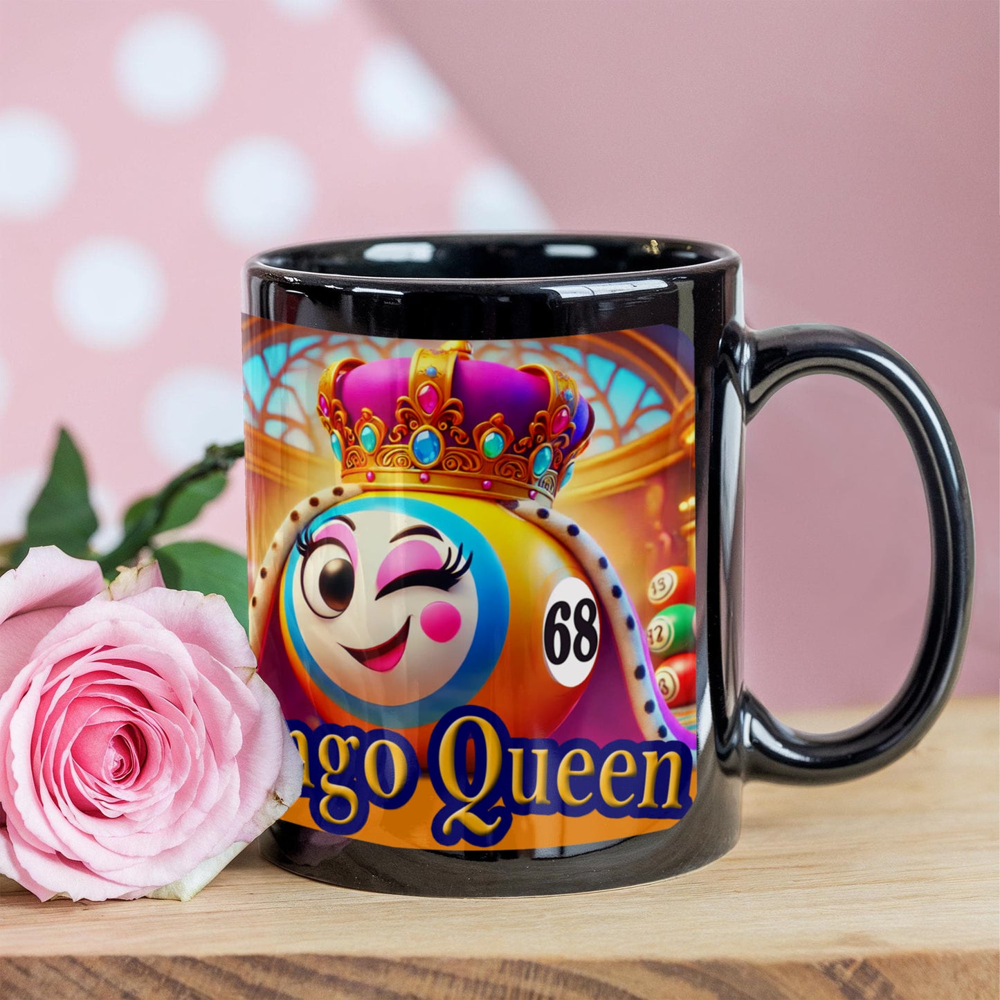Bingo Queen - Black Ceramic Mug 11oz. & 15oz. - Gift for Her