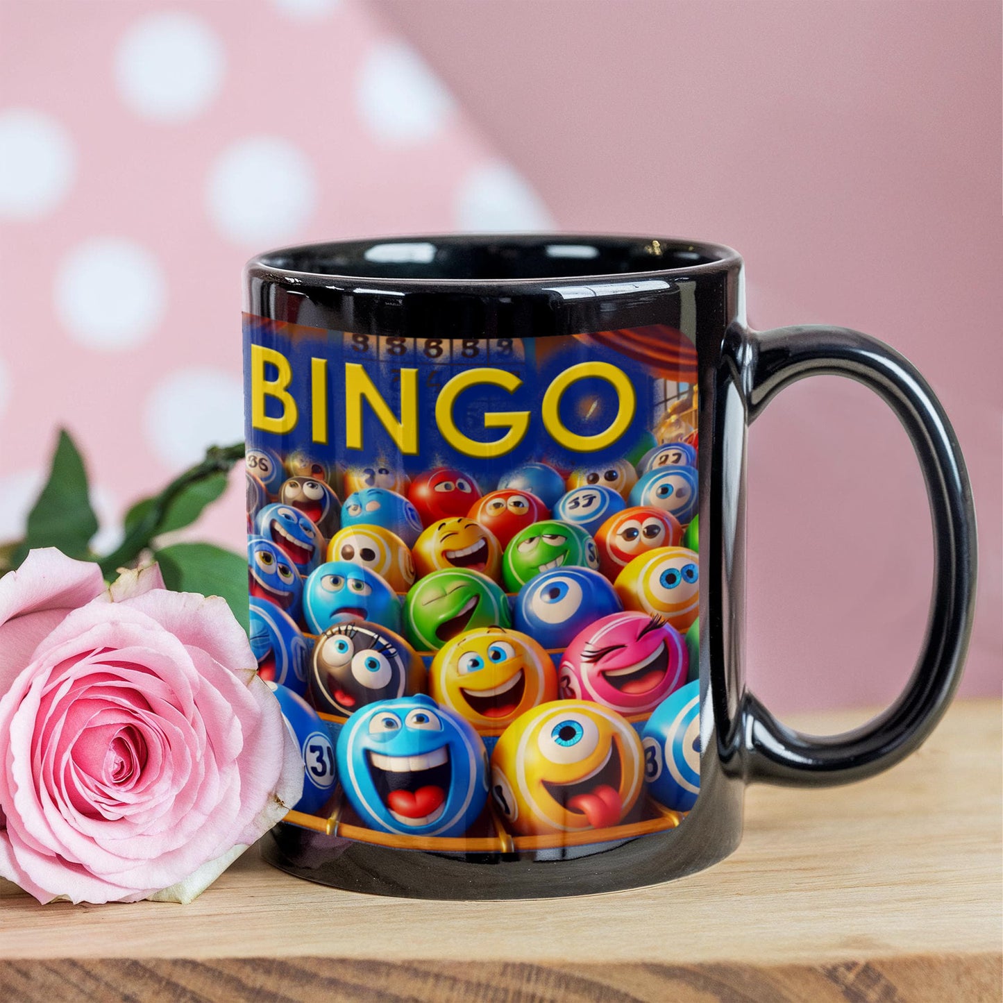 Bingo 01 - Black Ceramic Mug 11oz. & 15oz. - Gift for Her - Gift for Him
