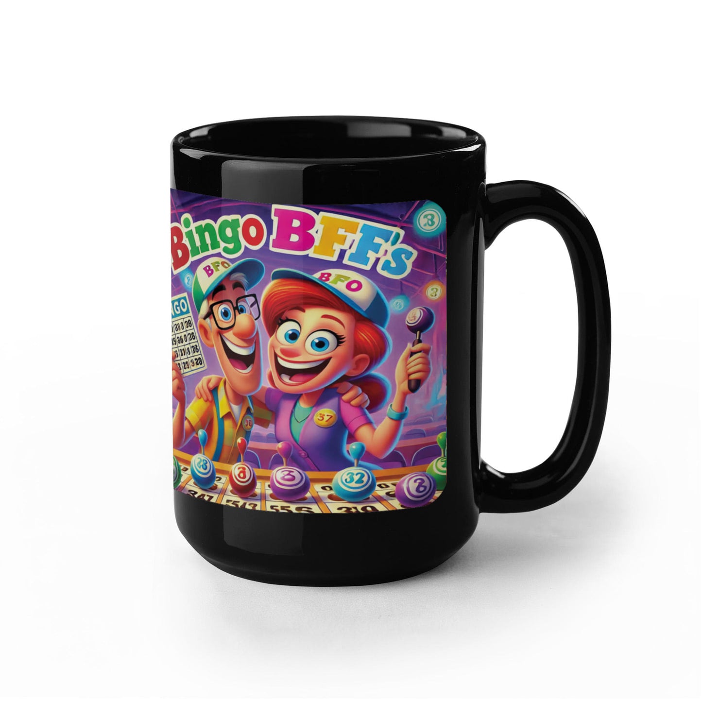 Bingo BFFS 1 - Black Ceramic Mug 11oz. & 15oz. - Gift for Her - Gift for Him