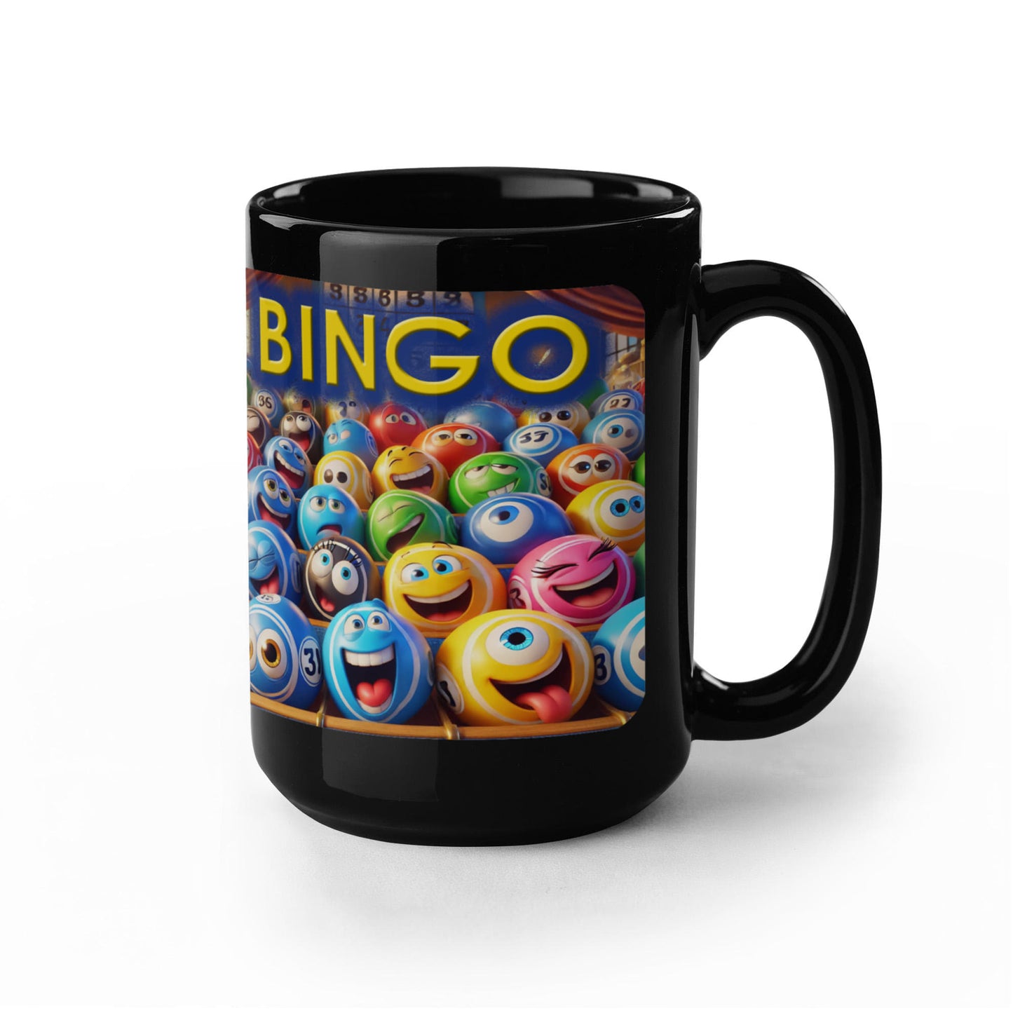 Bingo 01 - Black Ceramic Mug 11oz. & 15oz. - Gift for Her - Gift for Him