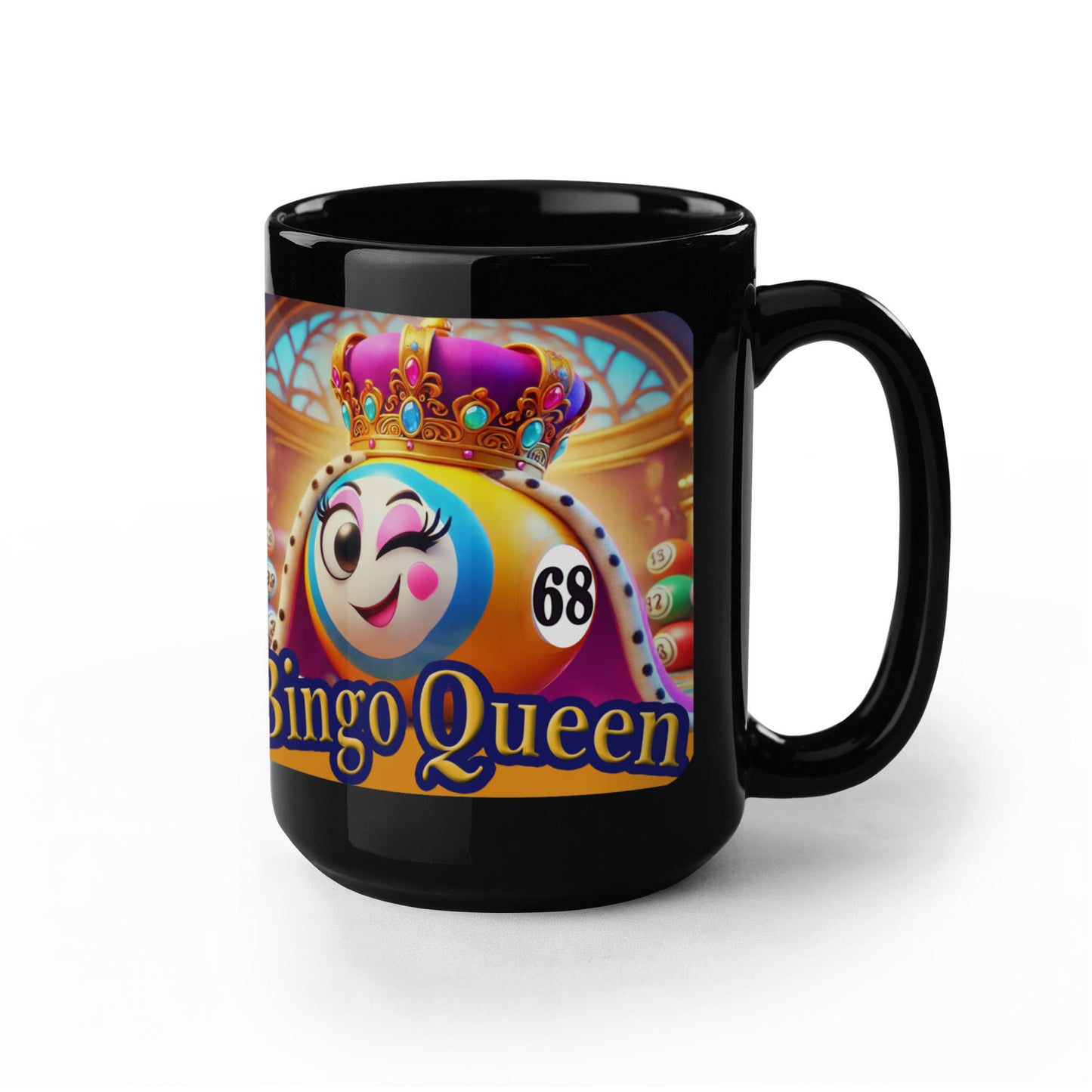 Bingo Queen - Black Ceramic Mug 11oz. & 15oz. - Gift for Her