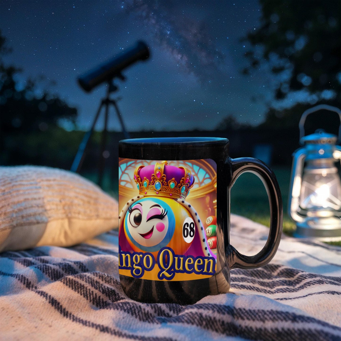 Bingo Queen - Black Ceramic Mug 11oz. & 15oz. - Gift for Her