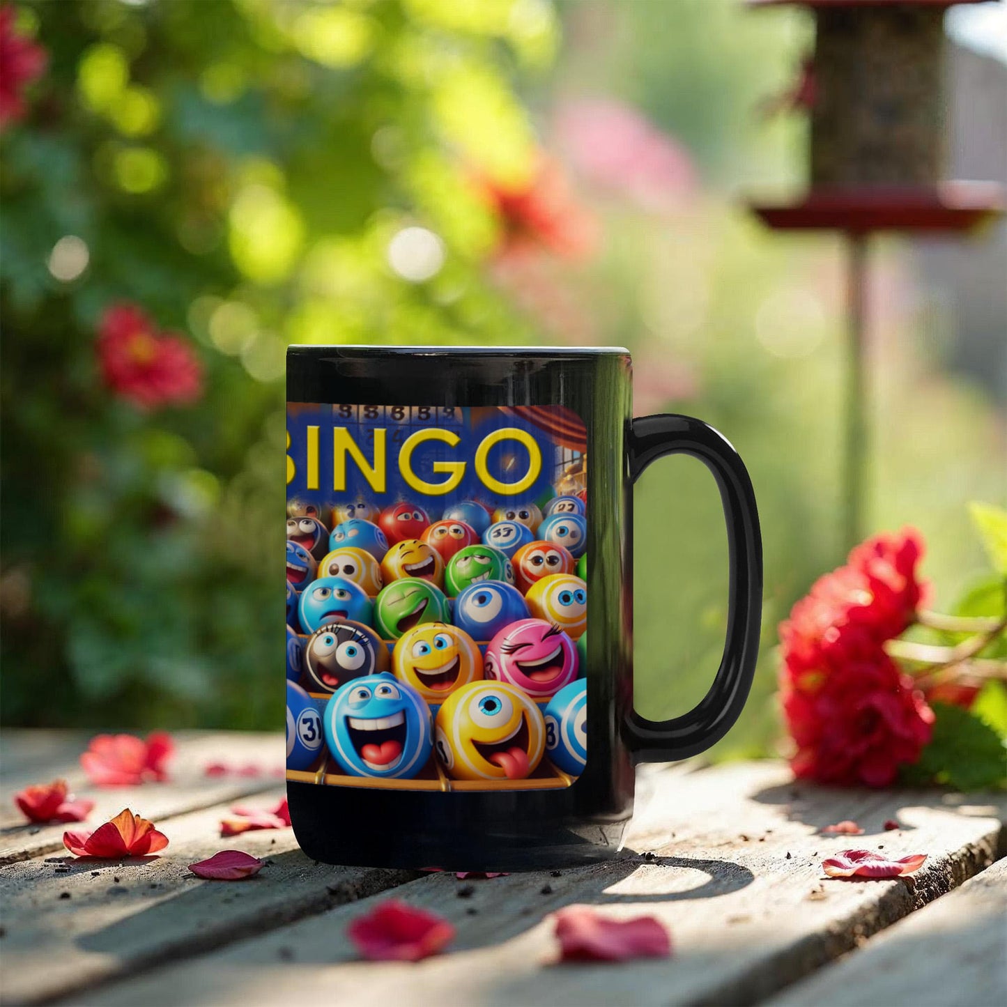 Bingo 01 - Black Ceramic Mug 11oz. & 15oz. - Gift for Her - Gift for Him