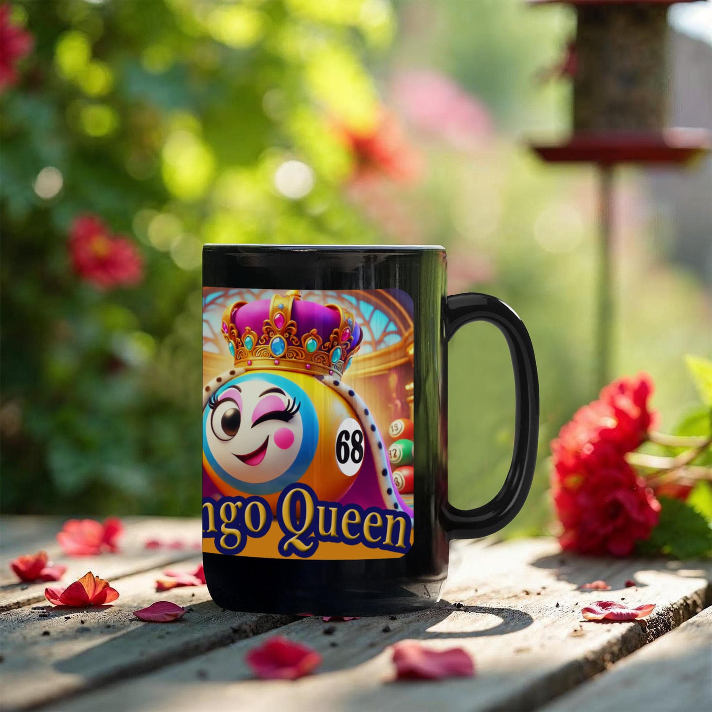 Bingo Queen - Black Ceramic Mug 11oz. & 15oz. - Gift for Her