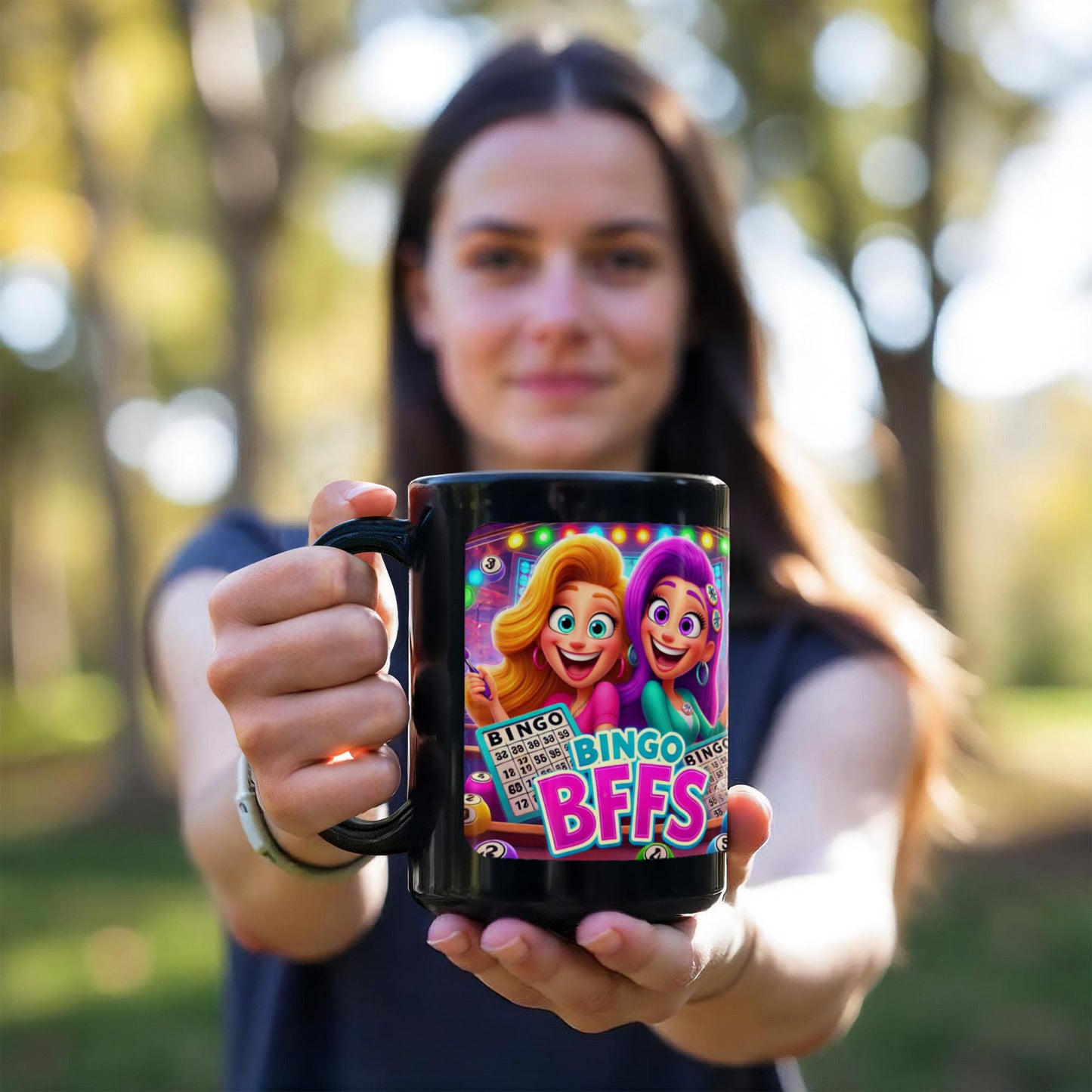 Bingo BFFS 2 - Black Ceramic Mug 11oz. & 15oz. - Gift for Her