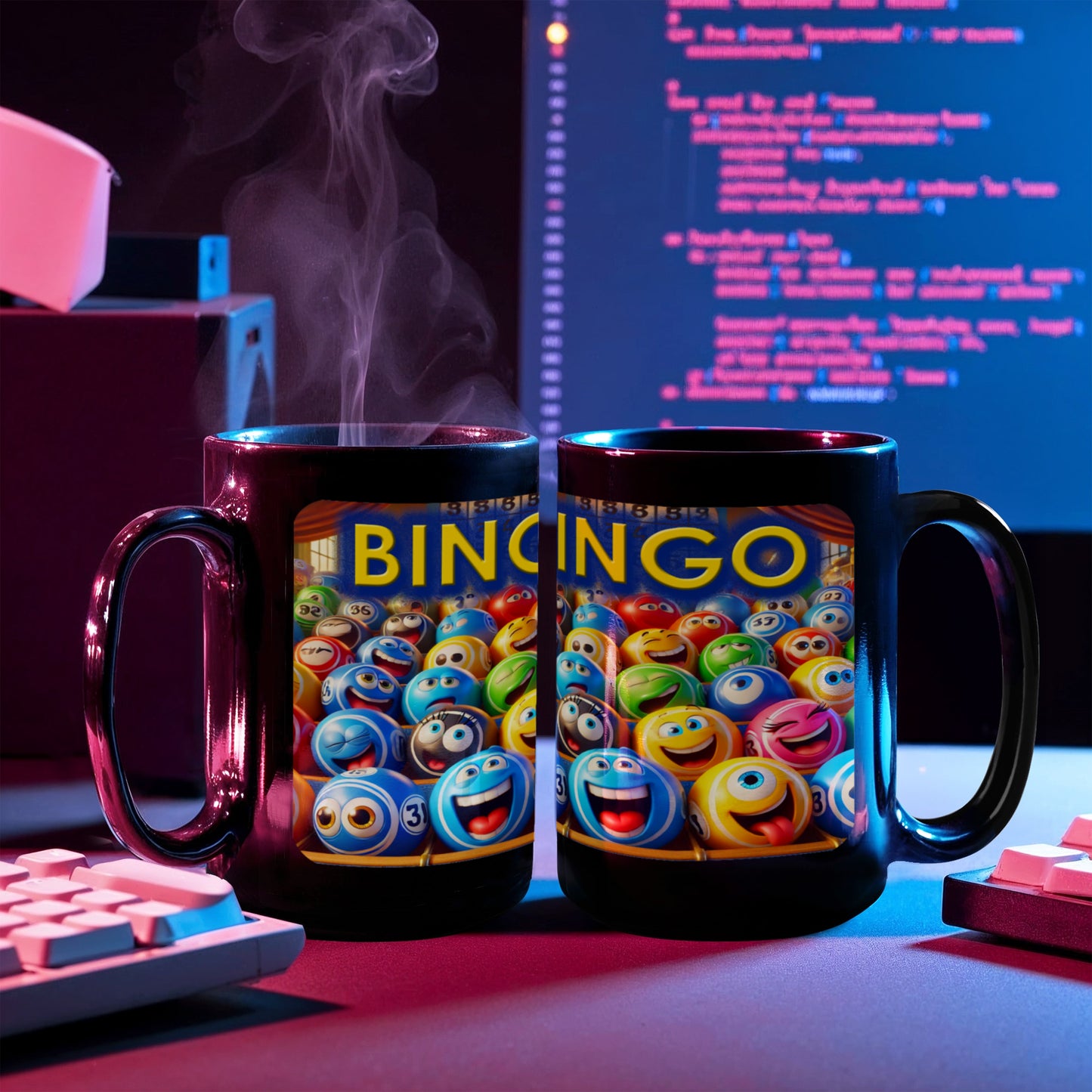 Bingo 01 - Black Ceramic Mug 11oz. & 15oz. - Gift for Her - Gift for Him