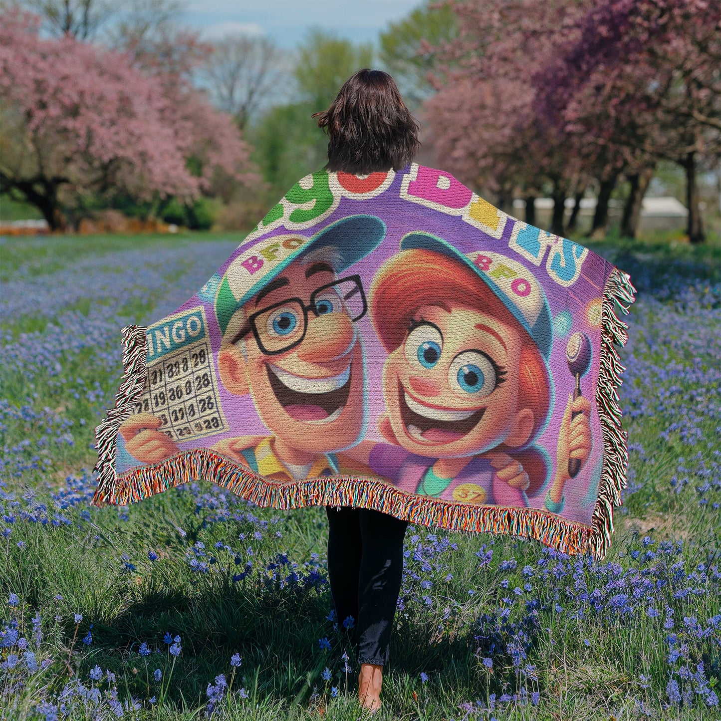 Bingo BFFS 1 - Photo Heirloom Woven Blanket (Landscape) - Gift for Her - Gift for Him
