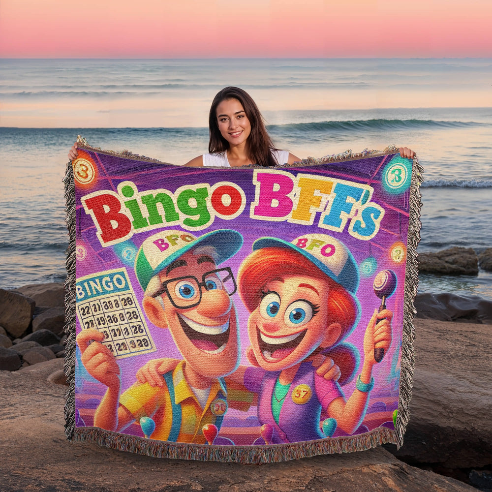 Bingo BFFS 1 - Photo Heirloom Woven Blanket (Landscape) - Gift for Her - Gift for Him