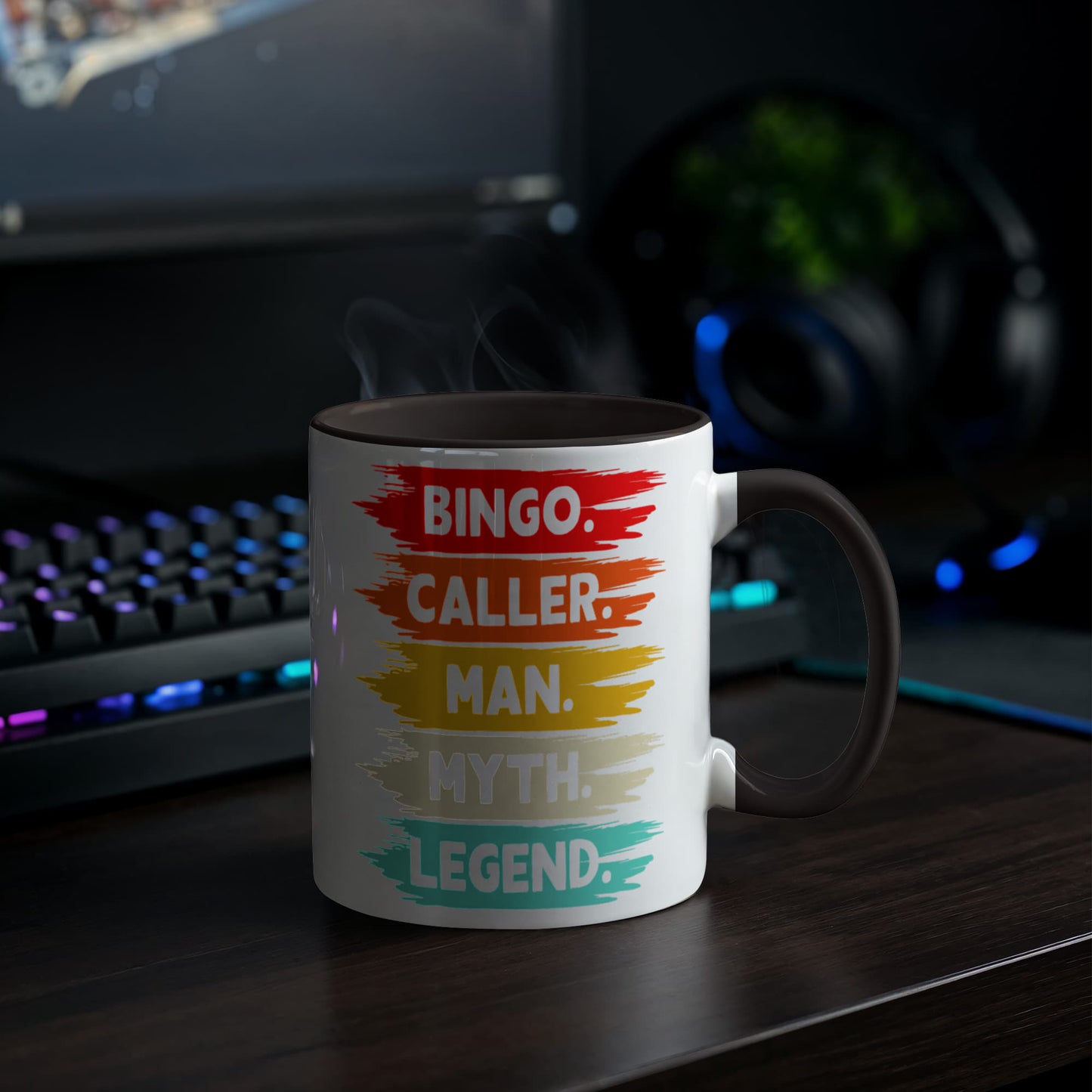 Bingo. Caller. Man. Myth. Legend.- Color Accent Mug - Gift for Him