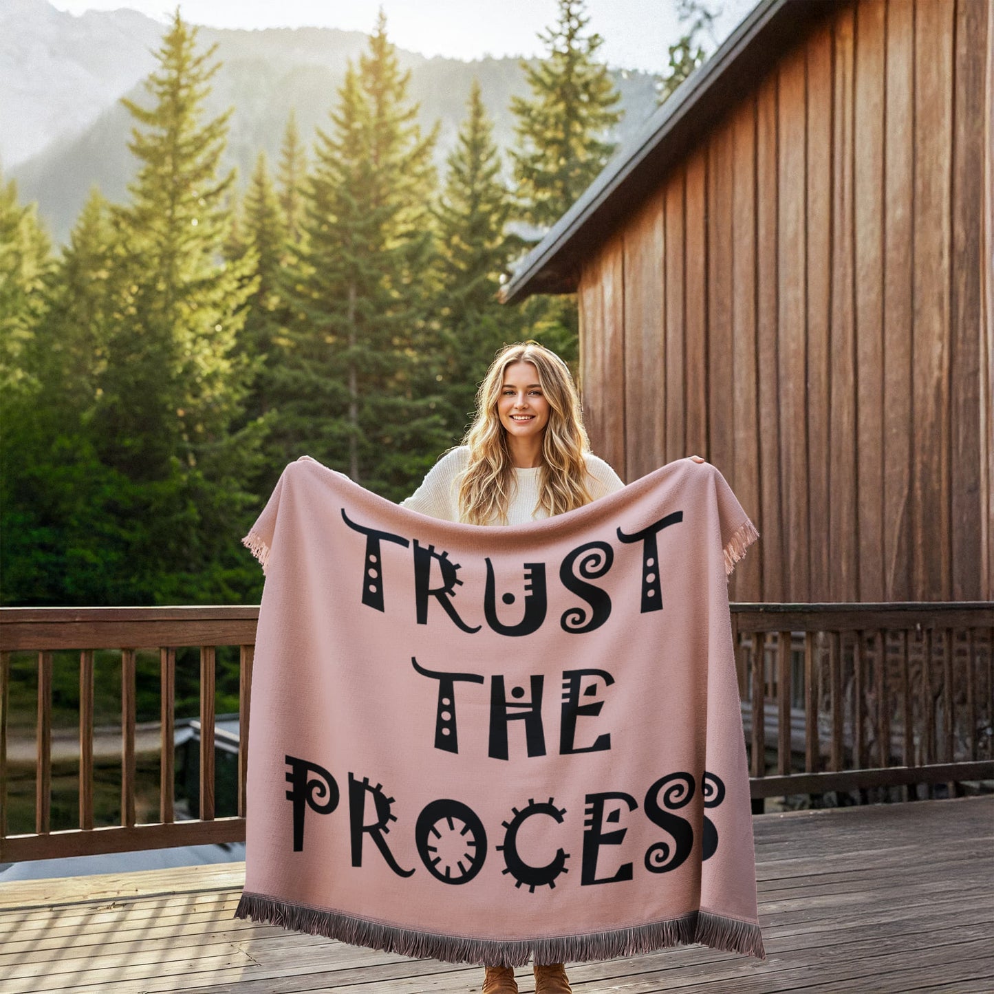 Trust The Process - Printed Woven Blanket (Landscape) - Gift for Her - Gift for Him