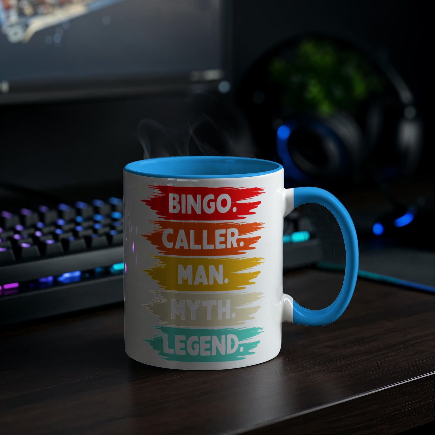 Bingo. Caller. Man. Myth. Legend.- Color Accent Mug - Gift for Him