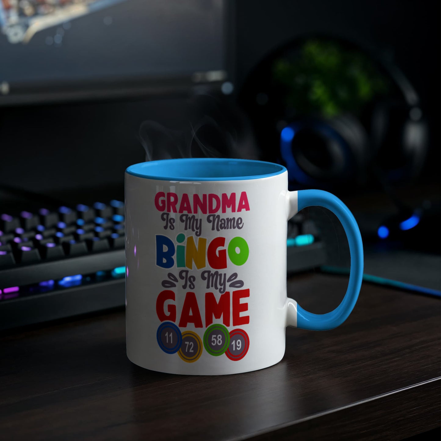 Grandma Is My Name Bingo Is My Game - Color Accent Mug - Gift for Grandma