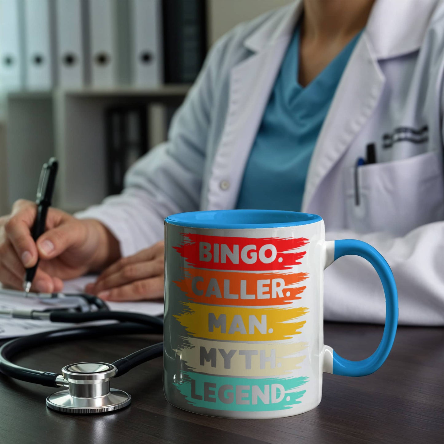 Bingo. Caller. Man. Myth. Legend.- Color Accent Mug - Gift for Him