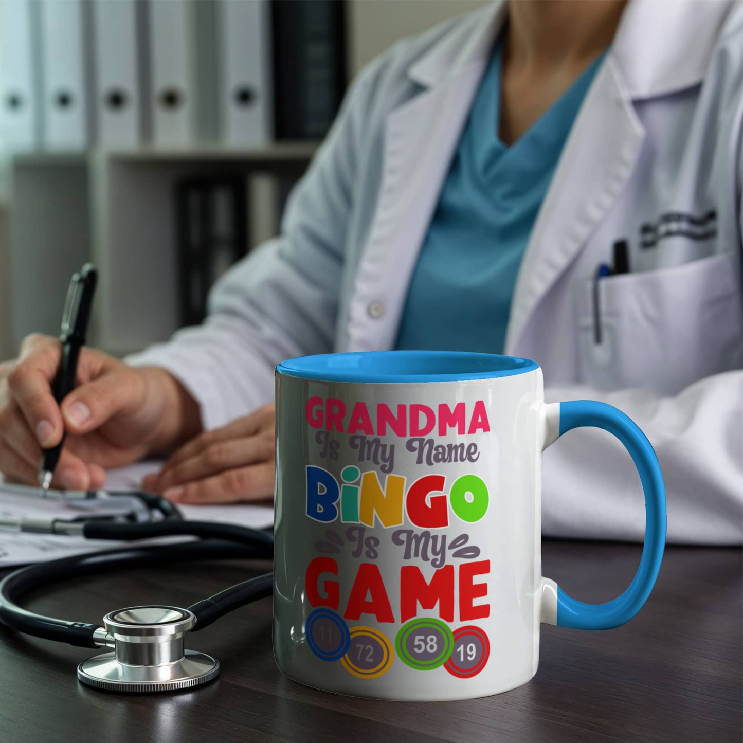 Grandma Is My Name Bingo Is My Game - Color Accent Mug - Gift for Grandma