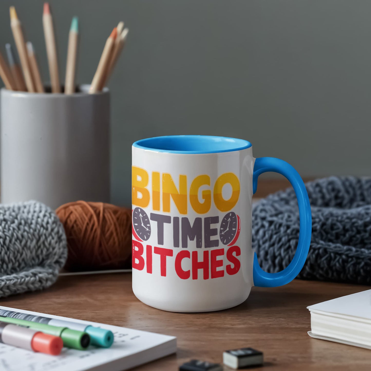 Bingo Time Bitches - Color Accent Mug - Gift for Her