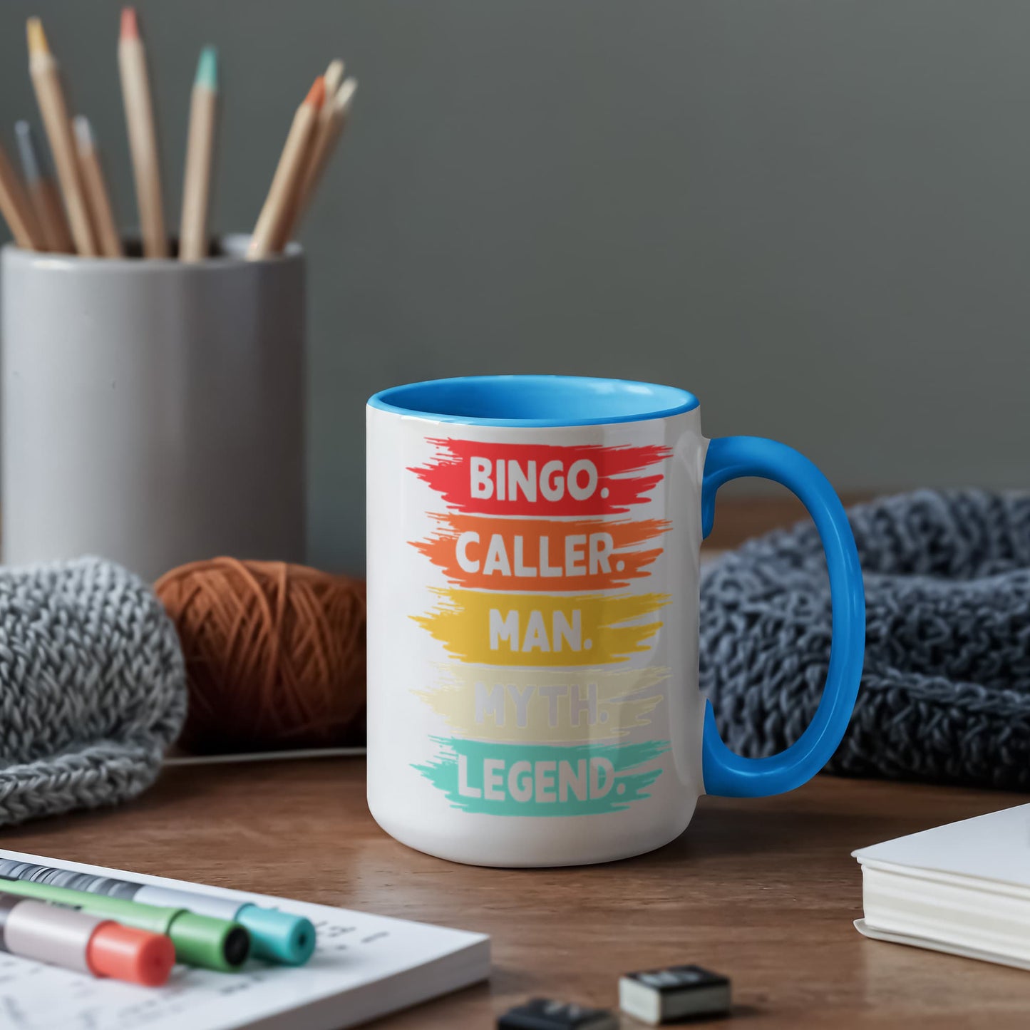 Bingo. Caller. Man. Myth. Legend.- Color Accent Mug - Gift for Him