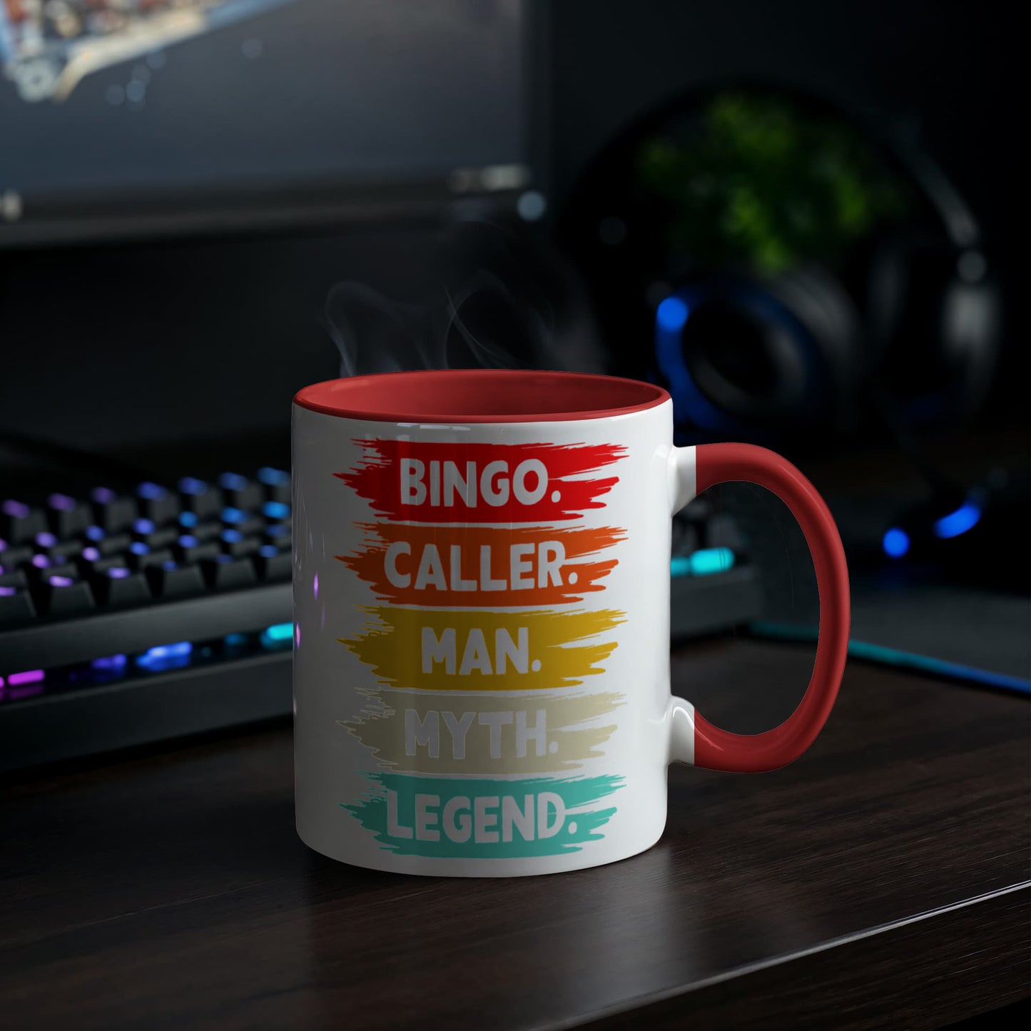 Bingo. Caller. Man. Myth. Legend.- Color Accent Mug - Gift for Him