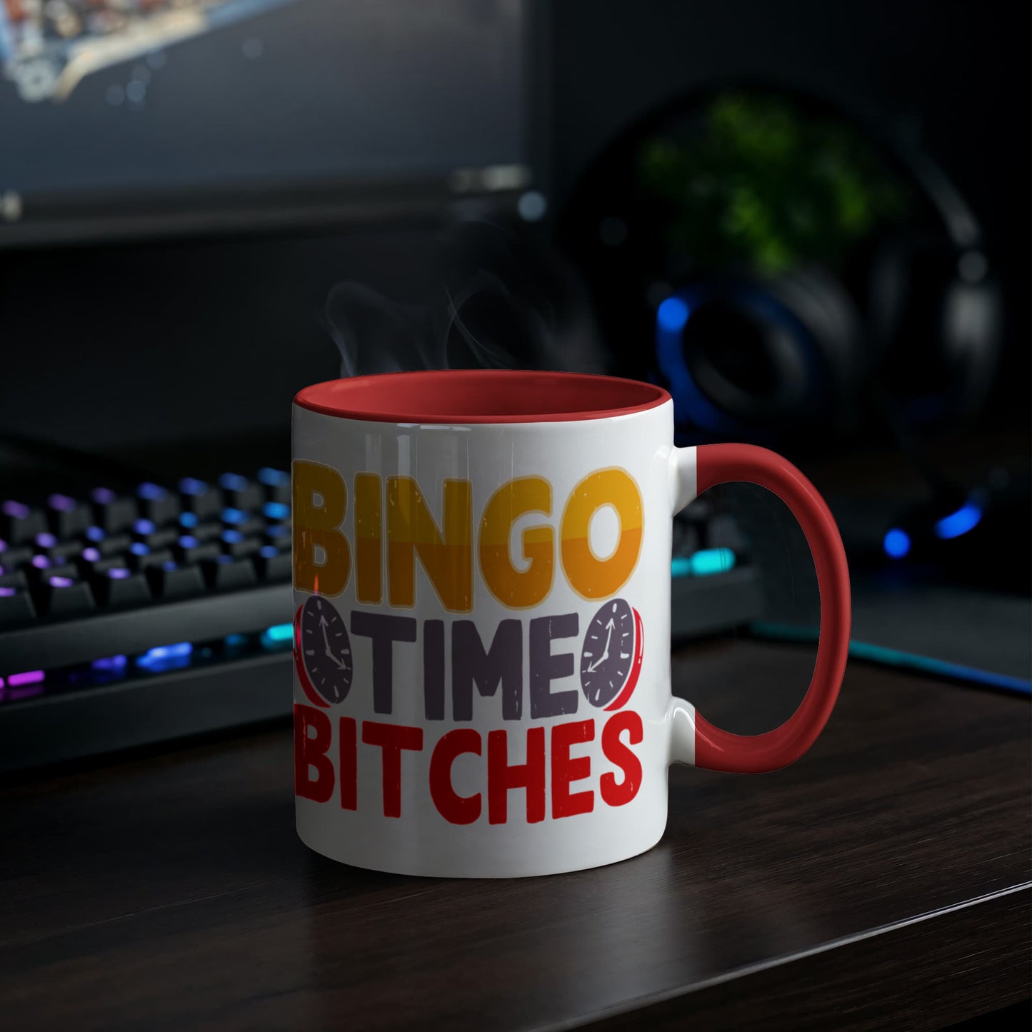 Bingo Time Bitches - Color Accent Mug - Gift for Her