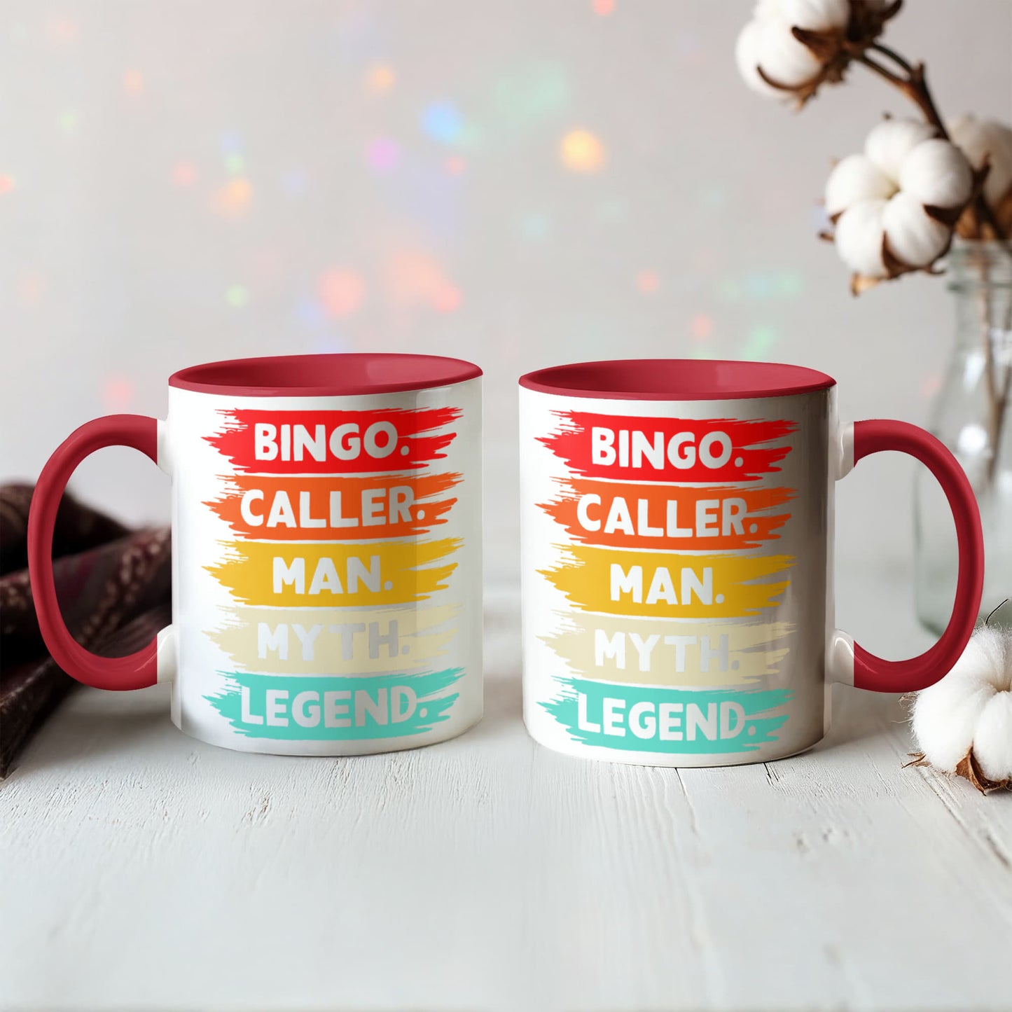 Bingo. Caller. Man. Myth. Legend.- Color Accent Mug - Gift for Him