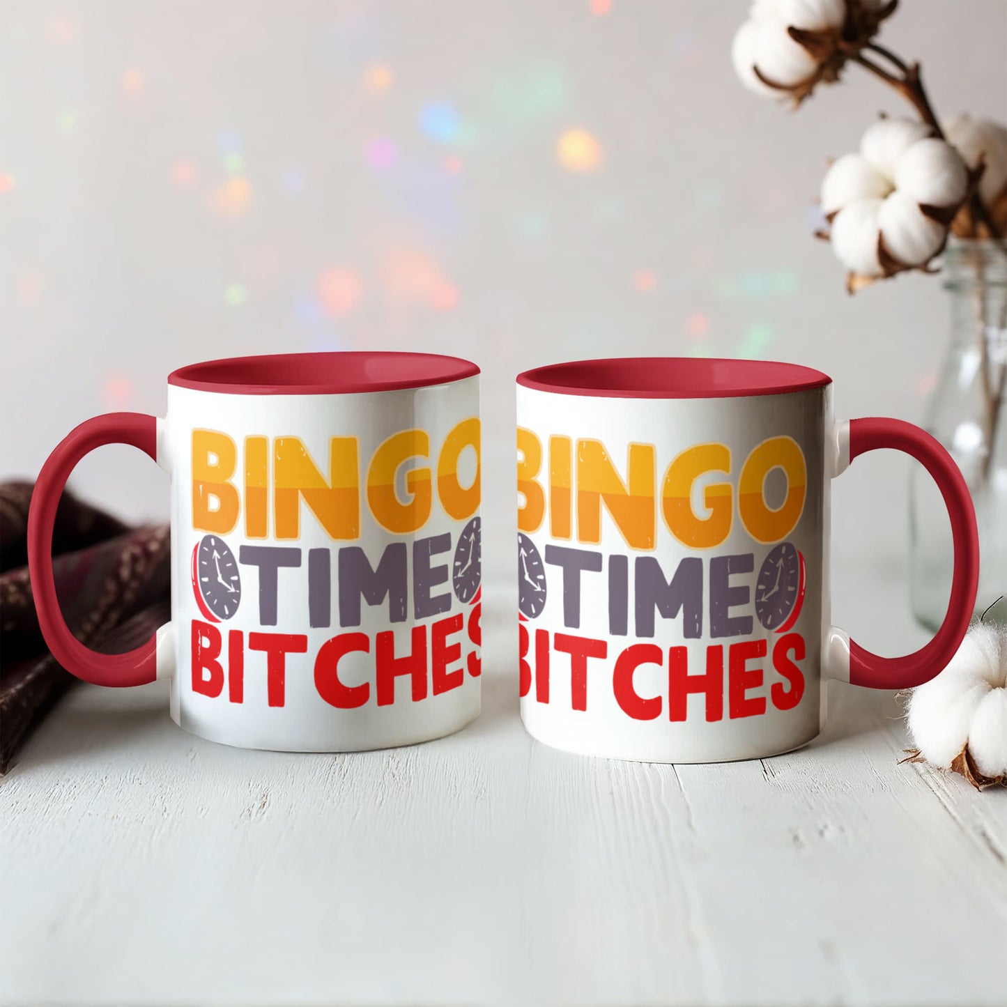 Bingo Time Bitches - Color Accent Mug - Gift for Her