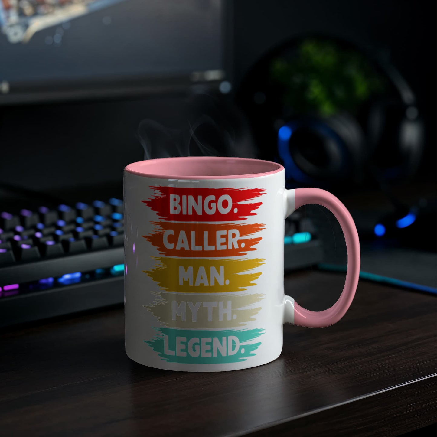 Bingo. Caller. Man. Myth. Legend.- Color Accent Mug - Gift for Him