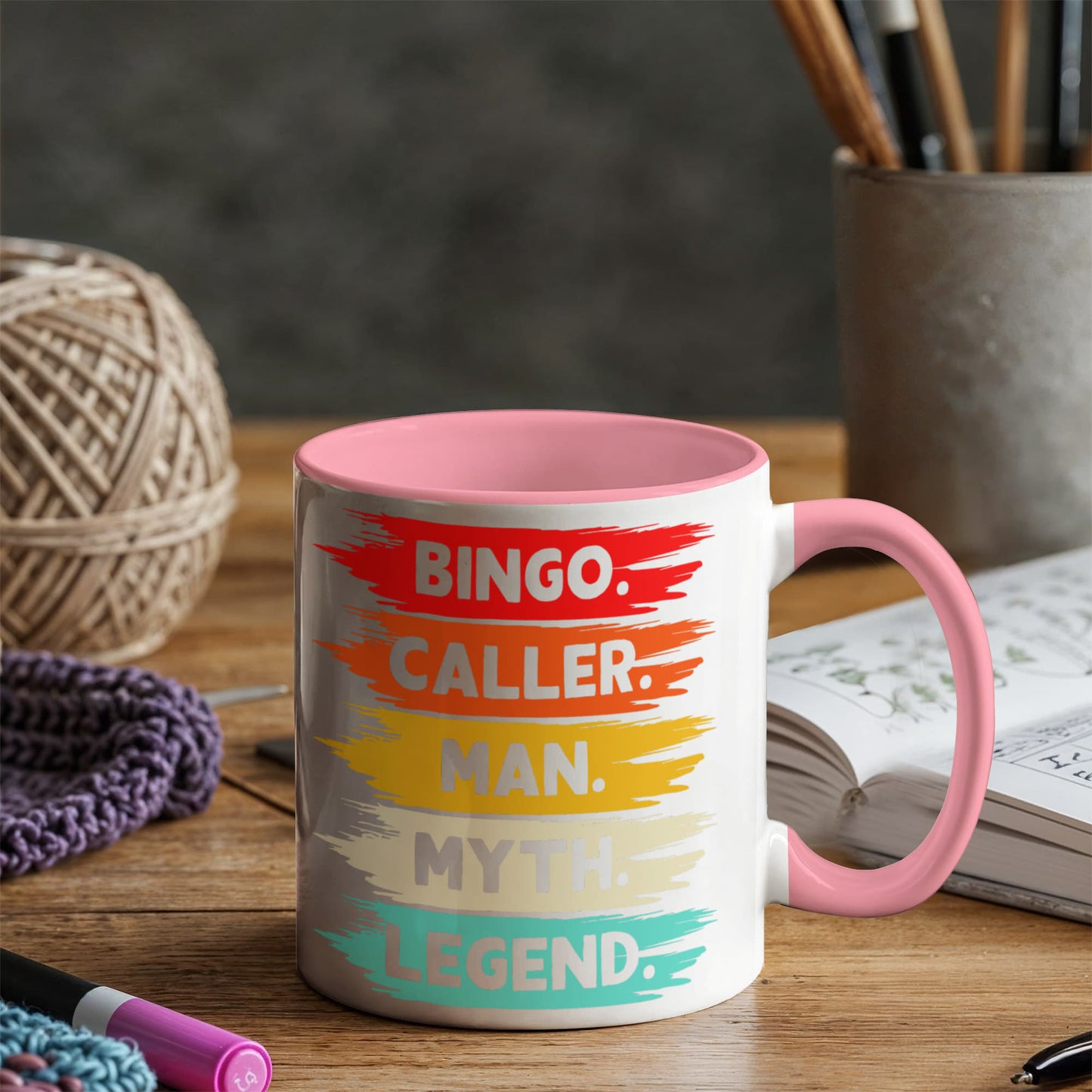 Bingo. Caller. Man. Myth. Legend.- Color Accent Mug - Gift for Him