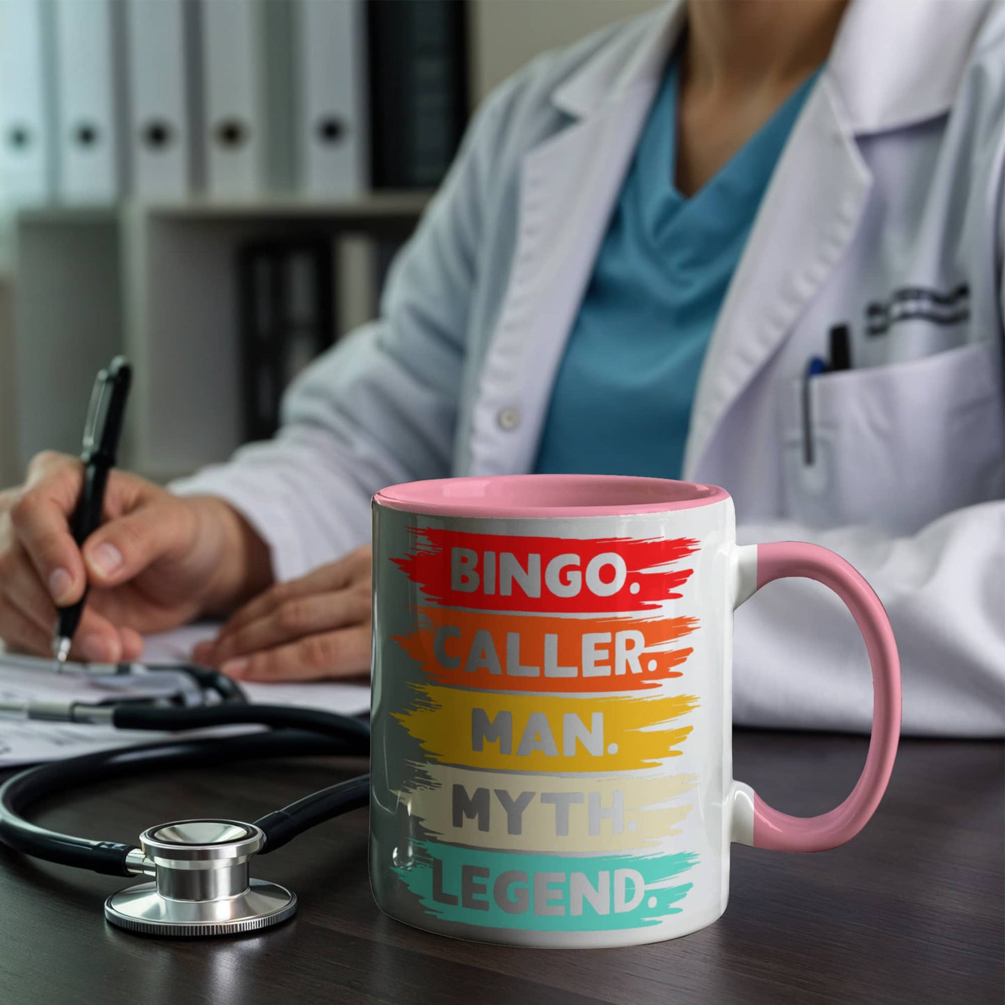 Bingo. Caller. Man. Myth. Legend.- Color Accent Mug - Gift for Him