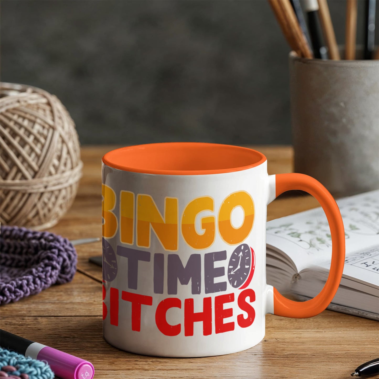 Bingo Time Bitches - Color Accent Mug - Gift for Her