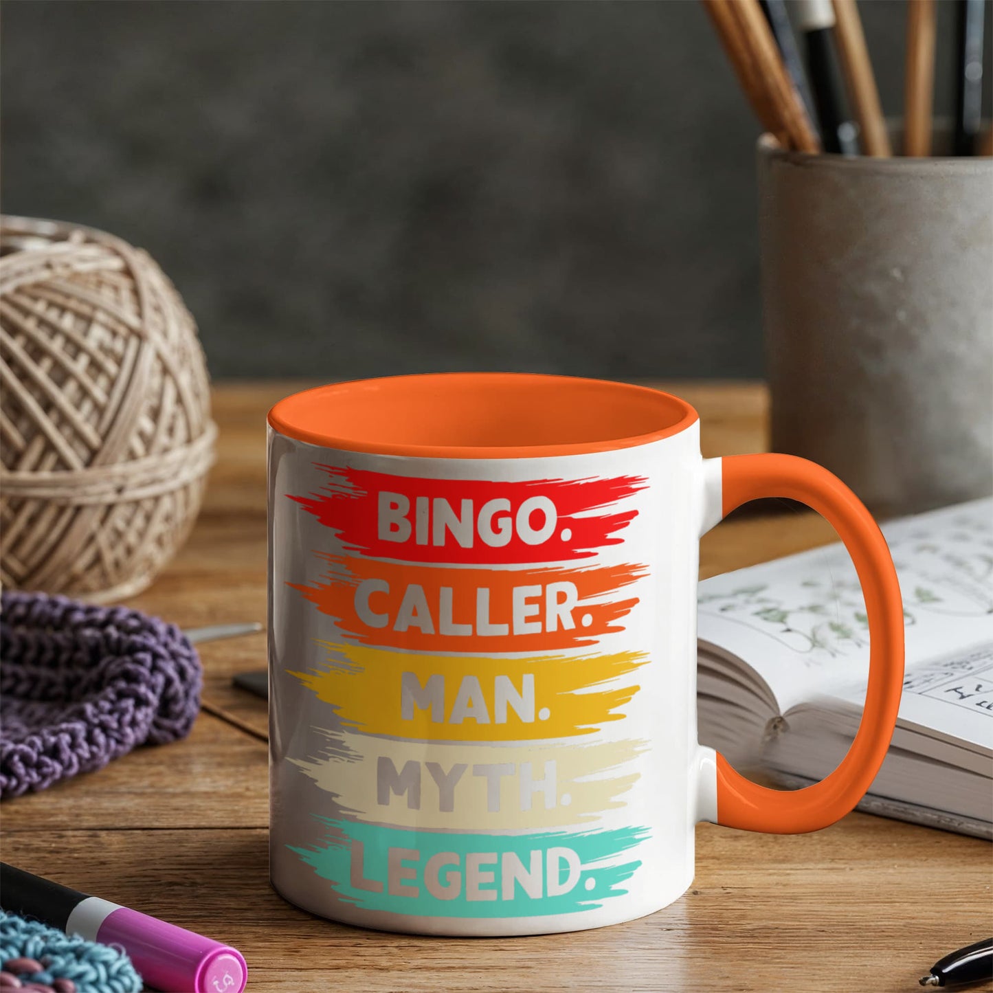 Bingo. Caller. Man. Myth. Legend.- Color Accent Mug - Gift for Him