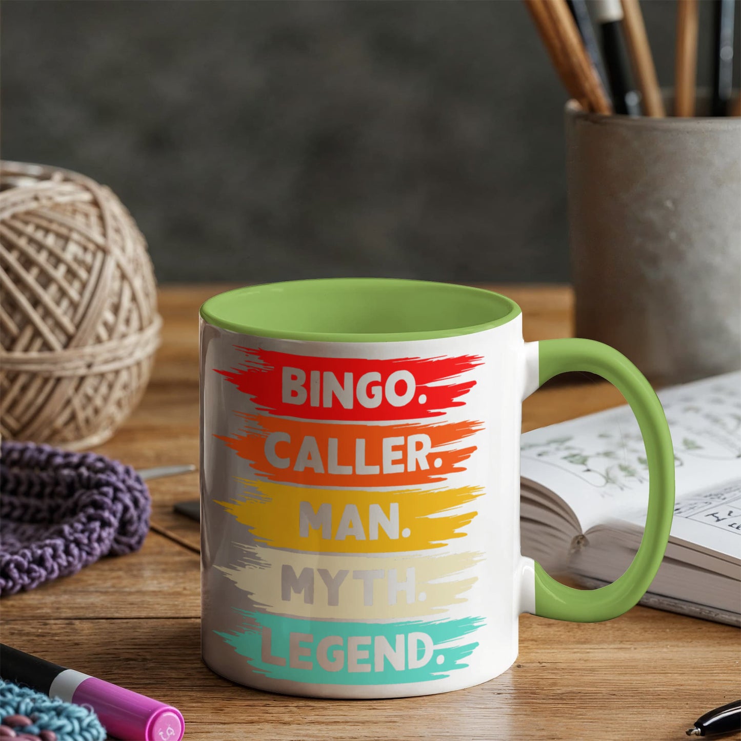 Bingo. Caller. Man. Myth. Legend.- Color Accent Mug - Gift for Him