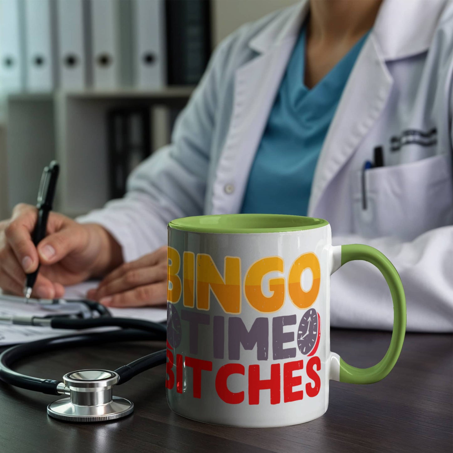 Bingo Time Bitches - Color Accent Mug - Gift for Her