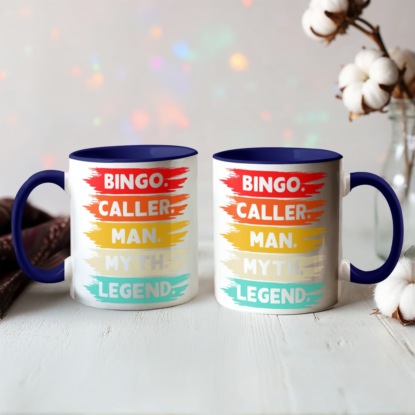 Bingo. Caller. Man. Myth. Legend.- Color Accent Mug - Gift for Him