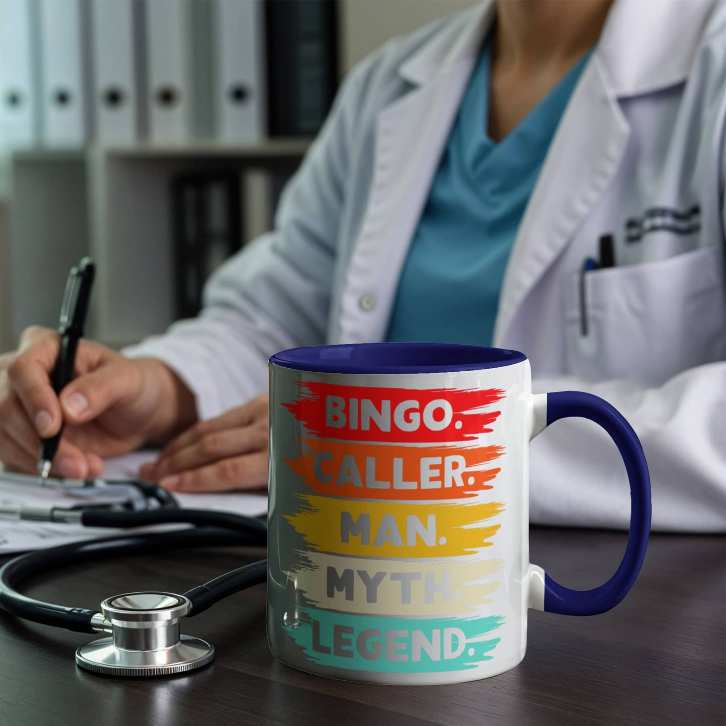 Bingo. Caller. Man. Myth. Legend.- Color Accent Mug - Gift for Him