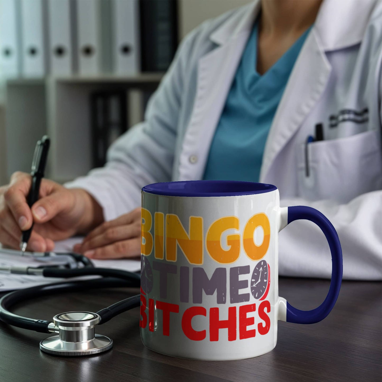 Bingo Time Bitches - Color Accent Mug - Gift for Her
