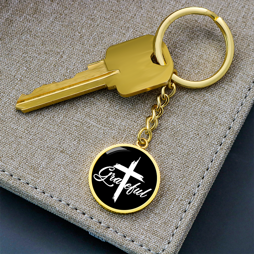 Grateful - Graphic Circle Keychain - Gift for Her - Gift for Him
