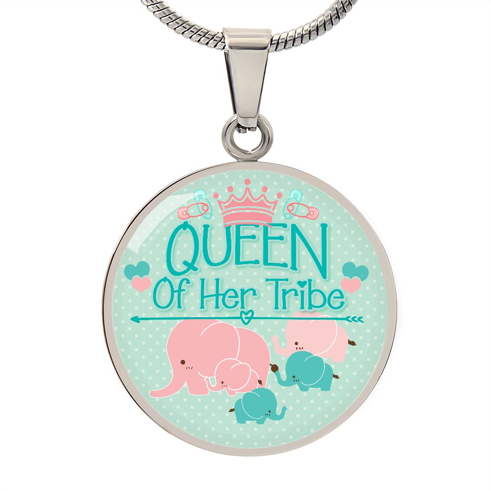 Queen Of Her Tribe - Circle Necklace - Gift for Mom