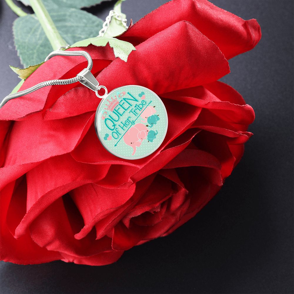 Queen Of Her Tribe - Circle Necklace - Gift for Mom