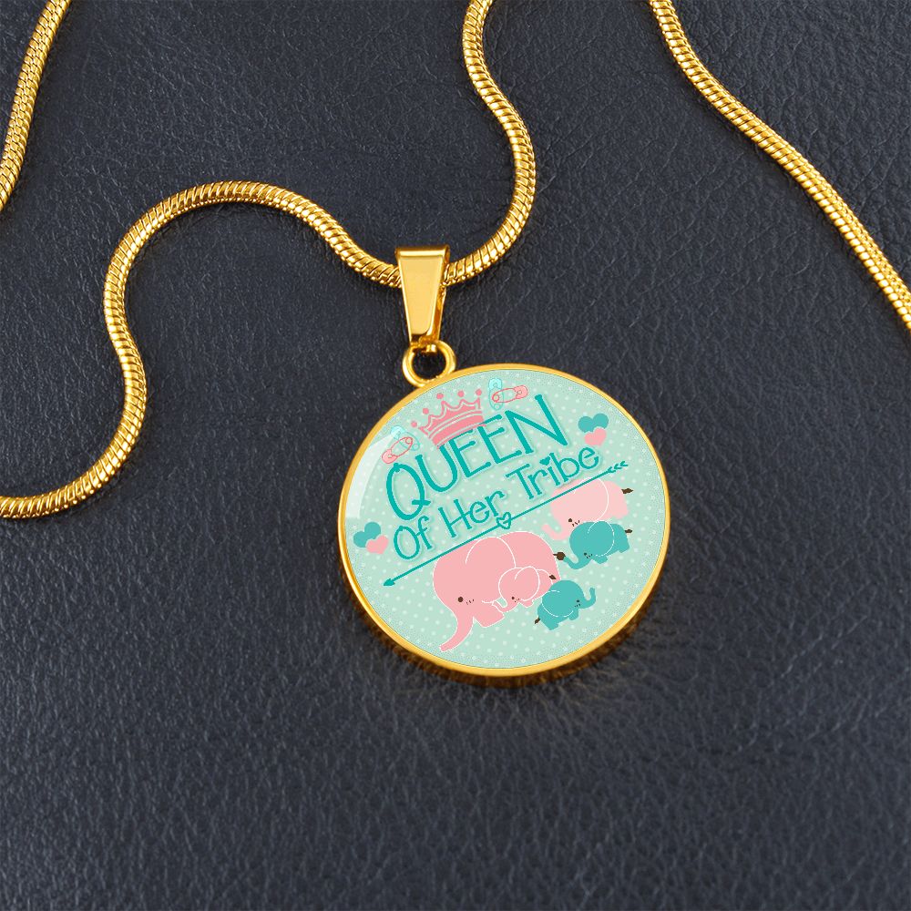 Queen Of Her Tribe - Circle Necklace - Gift for Mom
