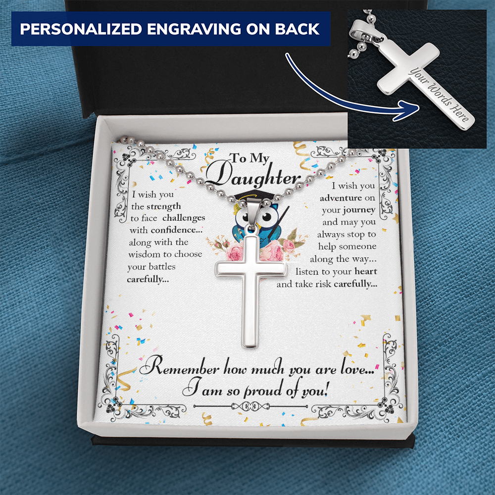 To My Daughter, I Am So Proud Of You - Personalized Cross Necklace - Gift for Daughter