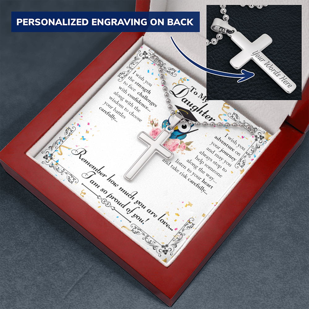 To My Daughter, I Am So Proud Of You - Personalized Cross Necklace - Gift for Daughter