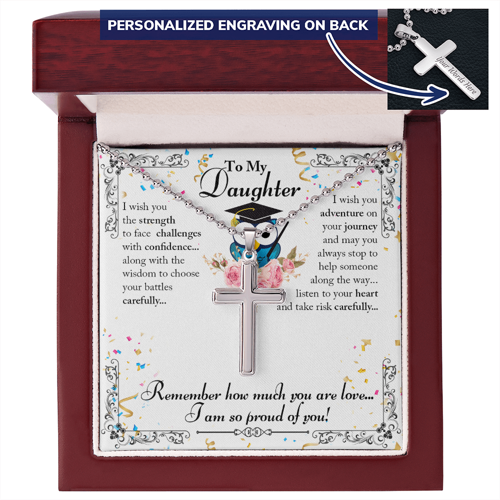 To My Daughter, I Am So Proud Of You - Personalized Cross Necklace - Gift for Daughter