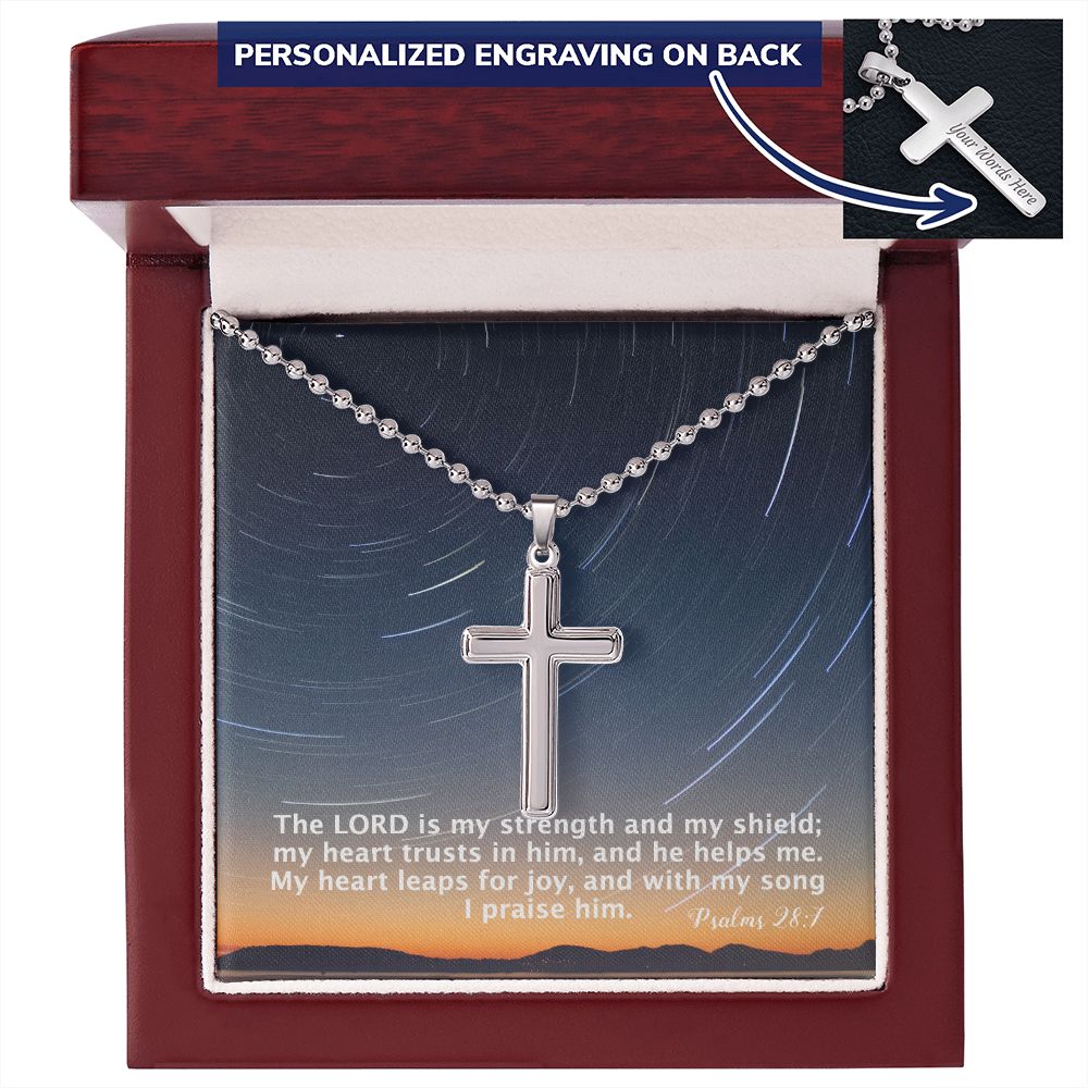 The Lord is My Strength and My Shield - Personalized Cross Necklace - Gift for Him - Gift for Her