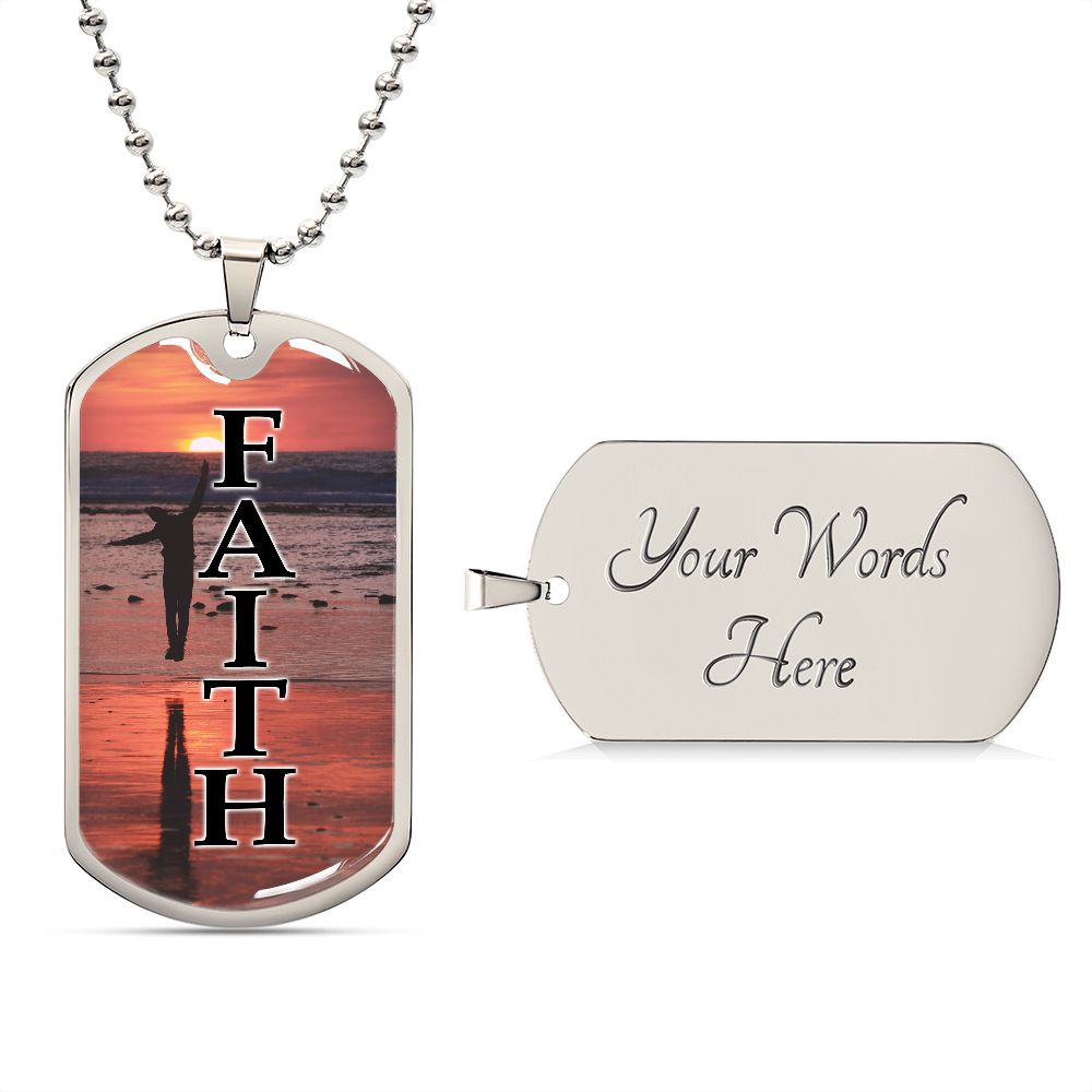 Faith - Dog Tag Necklace - Gift for Him - Gift for Her