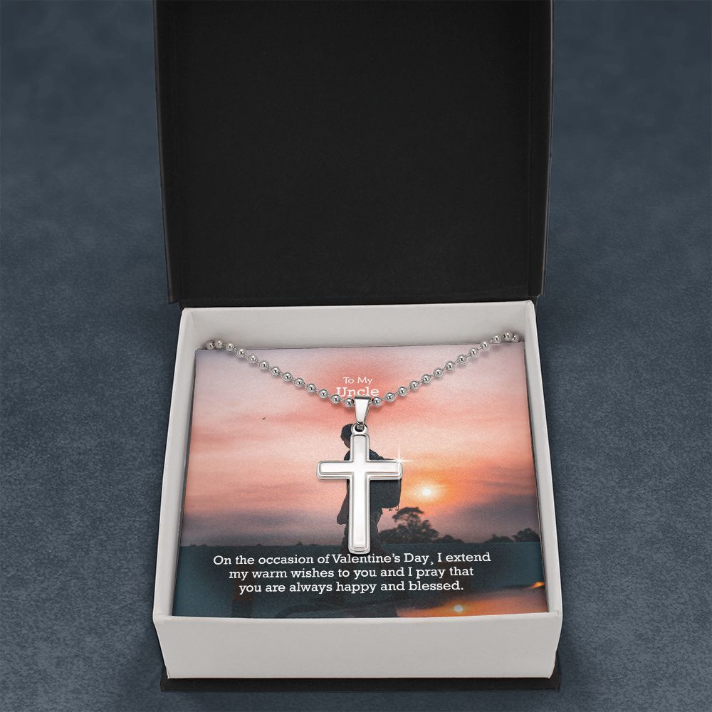 To My Uncle, I Pray That You Are Always Happy & Blessed - Stainless Cross Necklace - Gift for Uncle