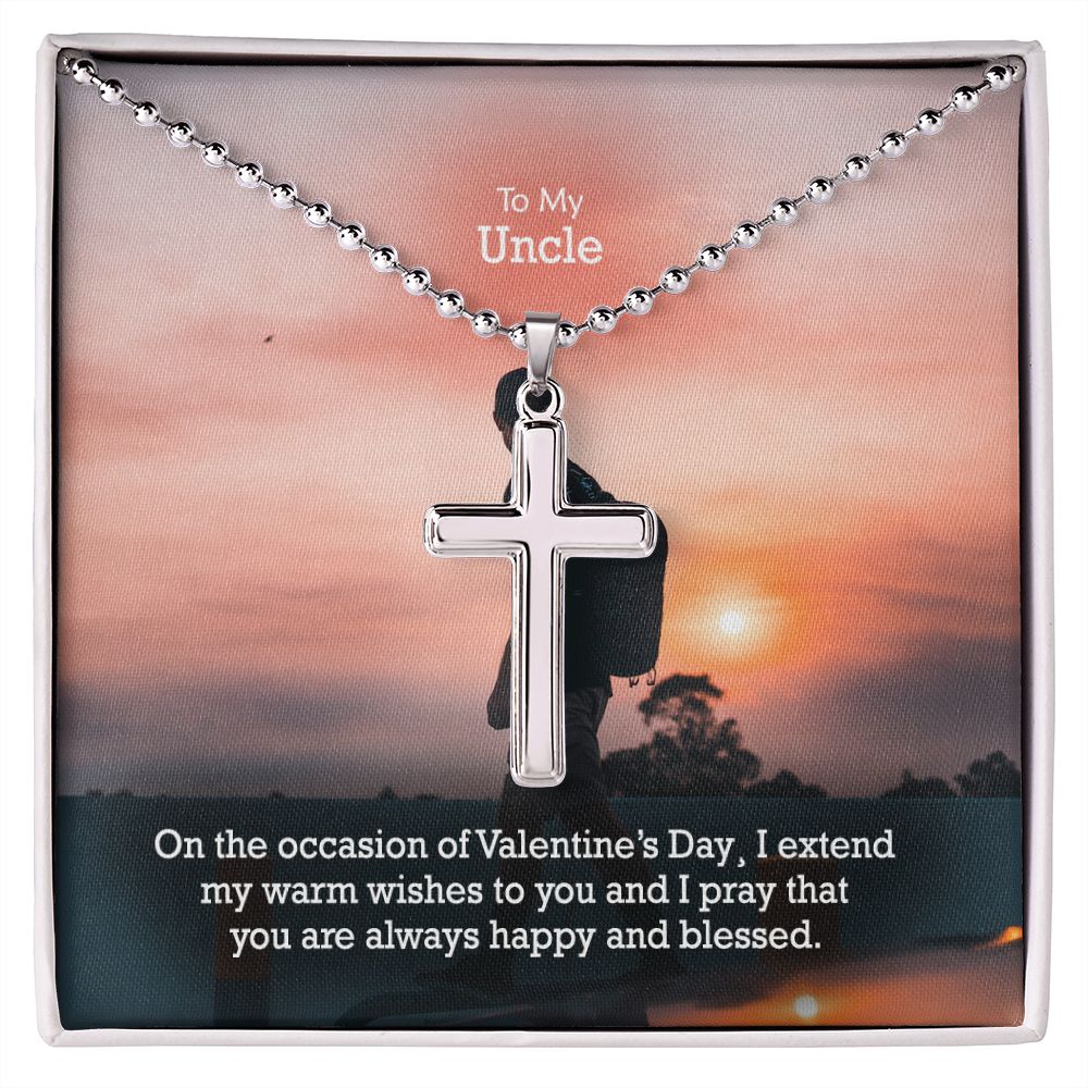 To My Uncle, I Pray That You Are Always Happy & Blessed - Stainless Cross Necklace - Gift for Uncle