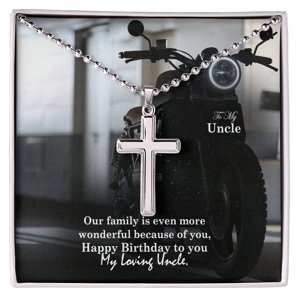To My Uncle, Happy Birthday To You My Loving Uncle - Stainless Cross Necklace - Gift for Uncle