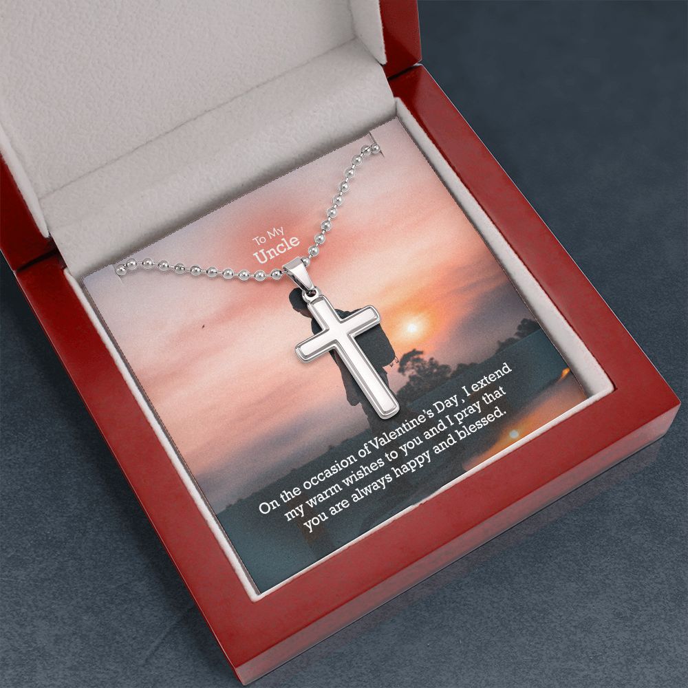 To My Uncle, I Pray That You Are Always Happy & Blessed - Stainless Cross Necklace - Gift for Uncle